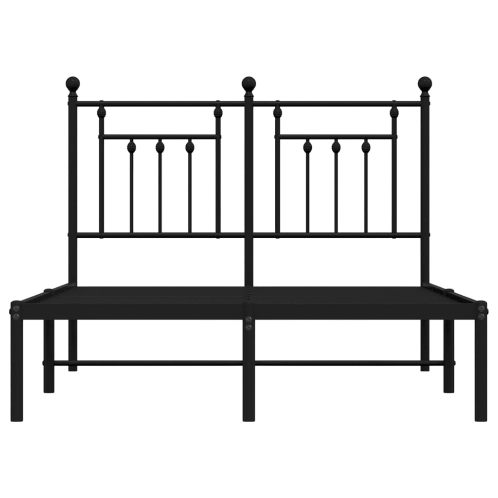 Metalni okvir za krevet s uzglavljem crni 120x200 cm