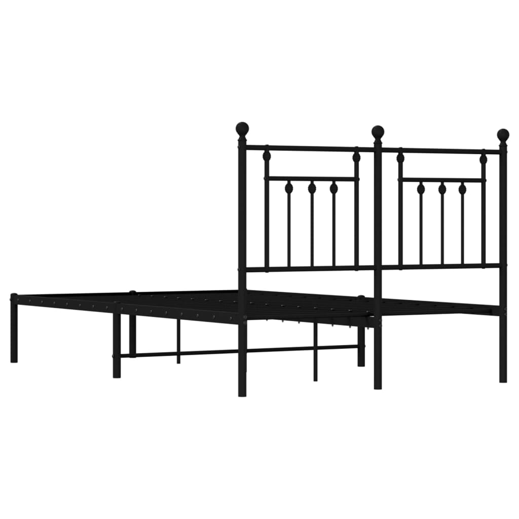 Metalni okvir za krevet s uzglavljem crni 120x200 cm