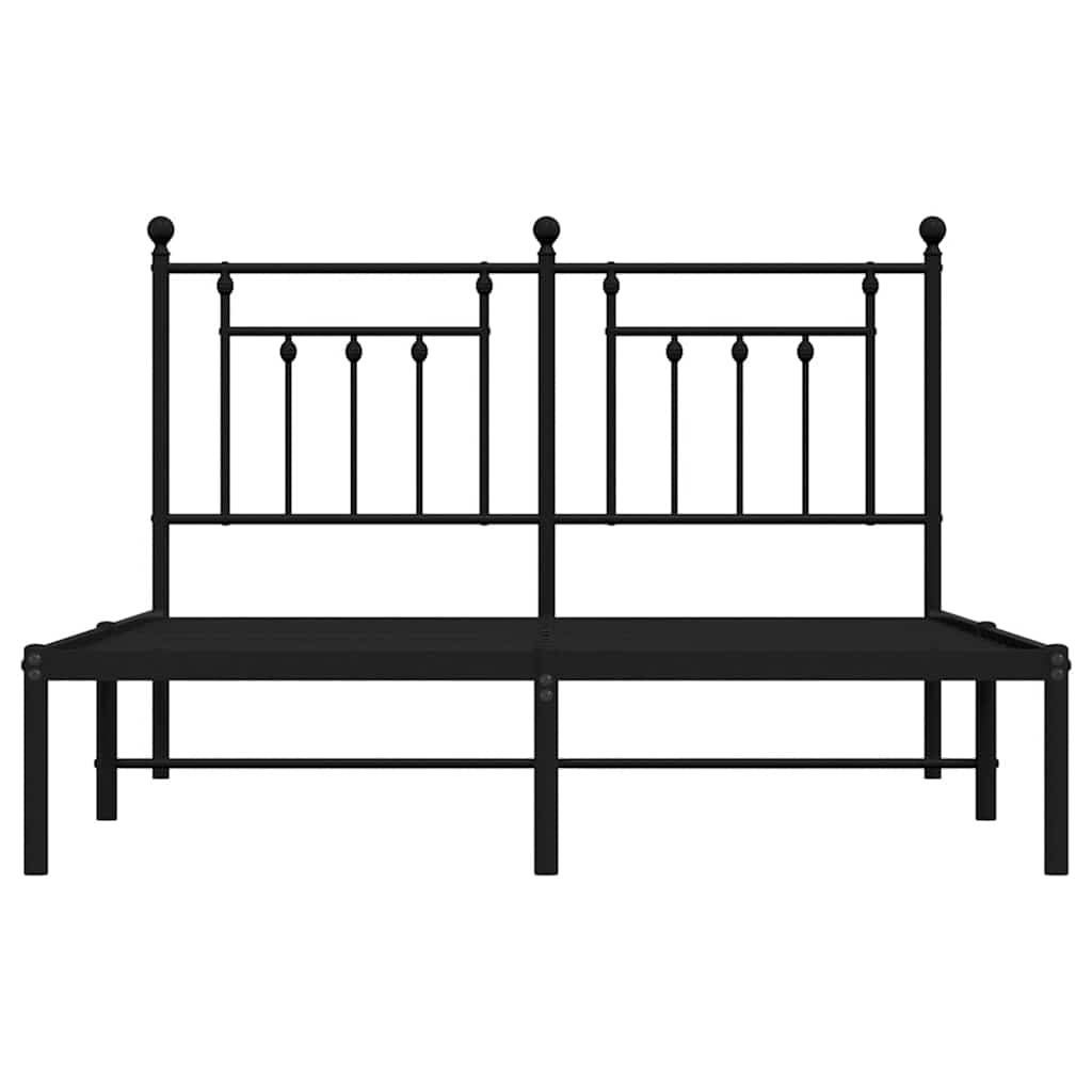 Metalni okvir za krevet s uzglavljem crni 140x190 cm