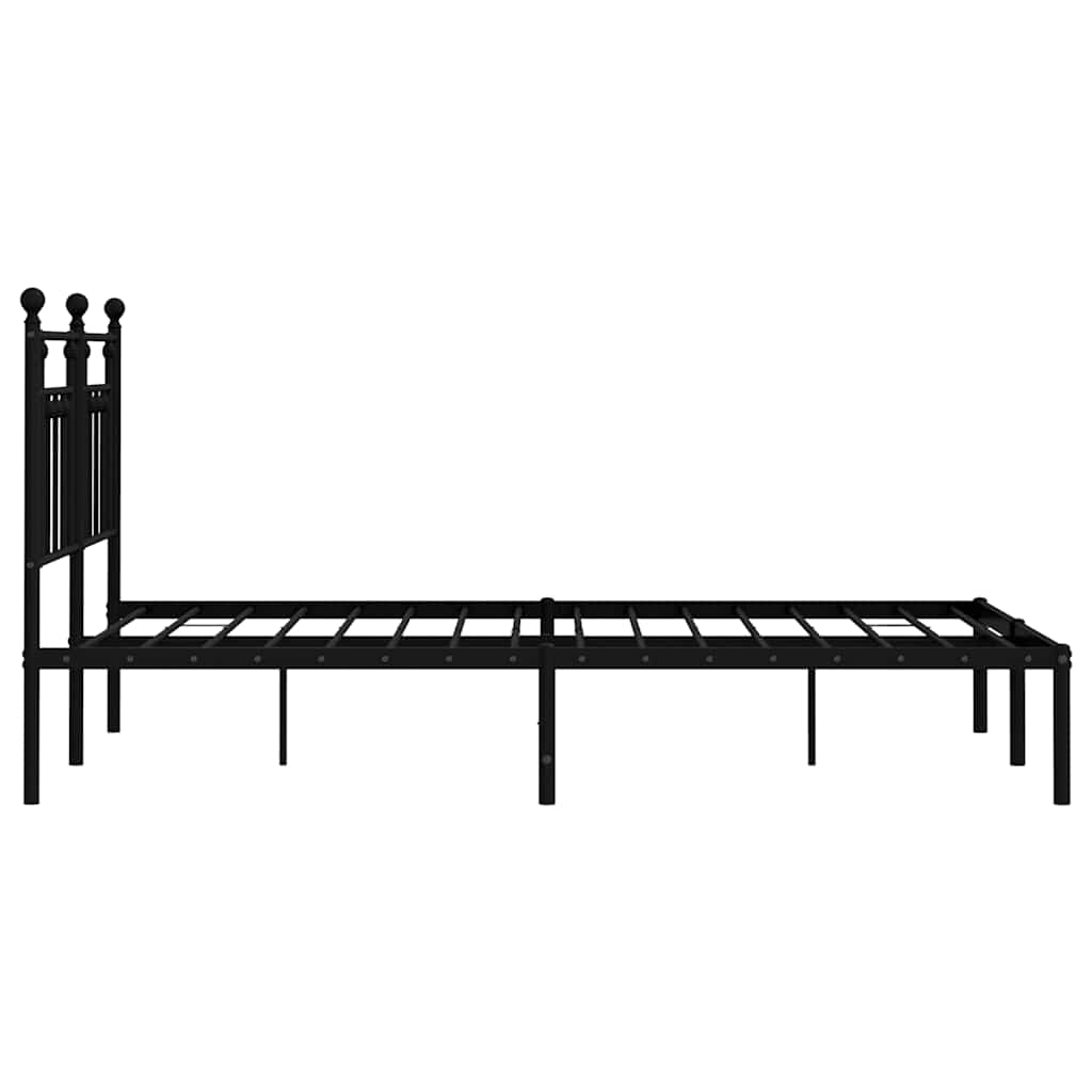 Metalni okvir za krevet s uzglavljem crni 140x190 cm