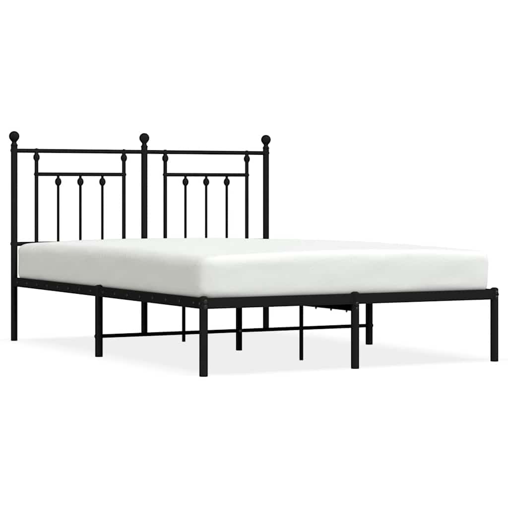 Metalni okvir za krevet s uzglavljem crni 140x200 cm