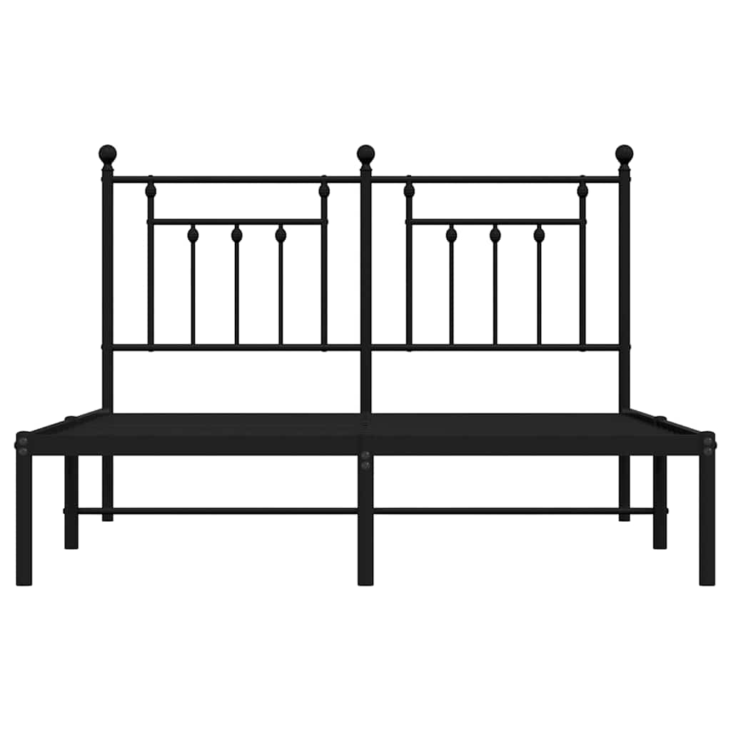 Metalni okvir za krevet s uzglavljem crni 150x200 cm