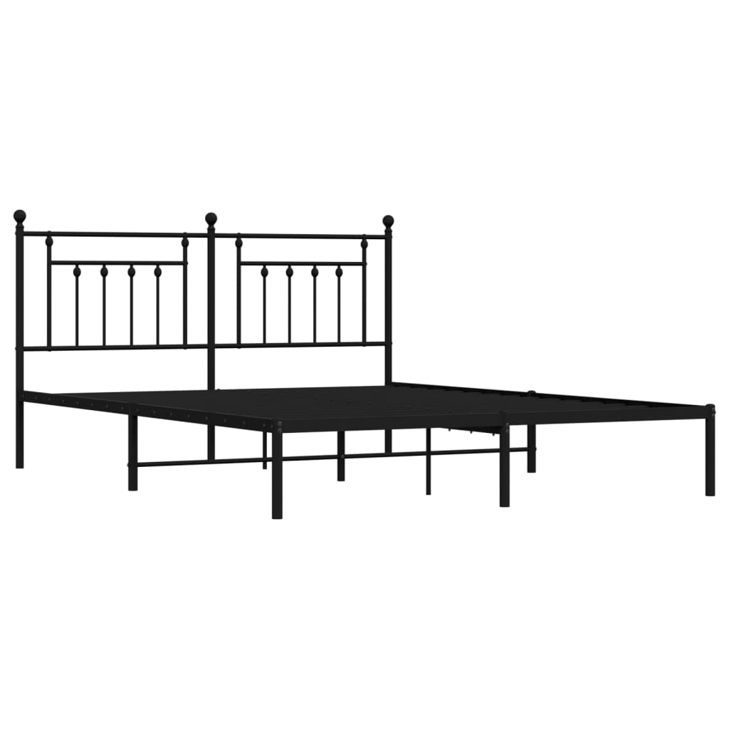 Metalni okvir za krevet s uzglavljem crni 160x200 cm