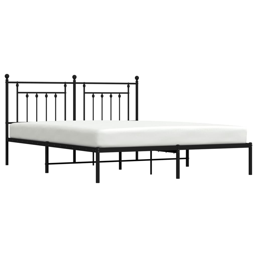 Metalni okvir za krevet s uzglavljem crni 160x200 cm