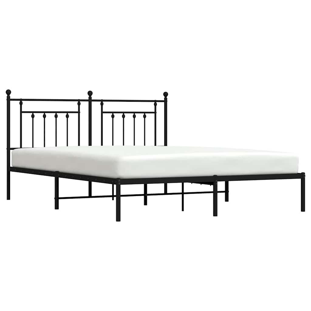 Metalni okvir za krevet s uzglavljem crni 183x213 cm