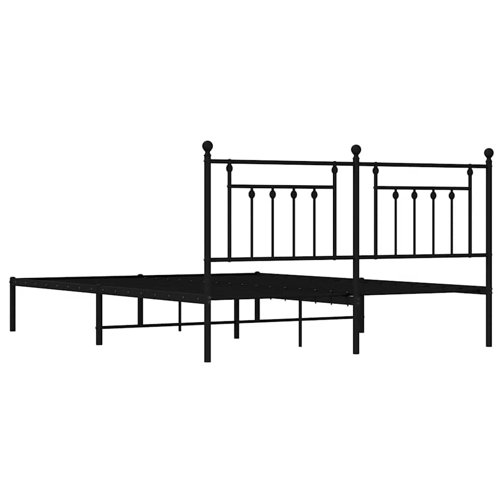 Metalni okvir za krevet s uzglavljem crni 183x213 cm