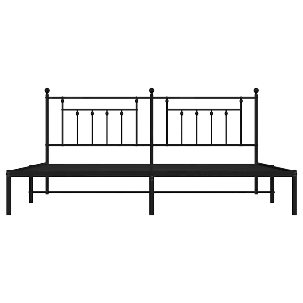 Metalni okvir za krevet s uzglavljem crni 193x203 cm
