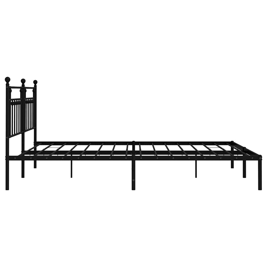 Metalni okvir za krevet s uzglavljem crni 193x203 cm