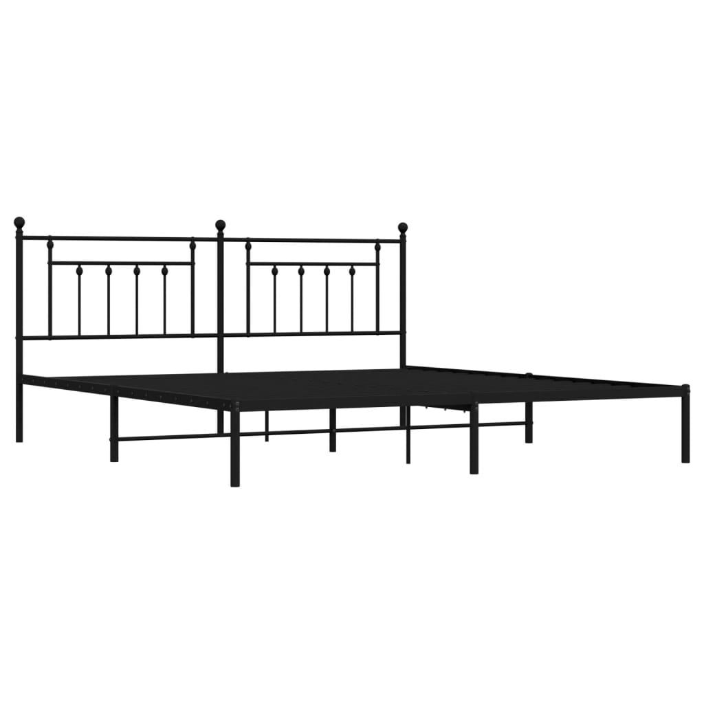 Metalni okvir za krevet s uzglavljem crni 200x200 cm