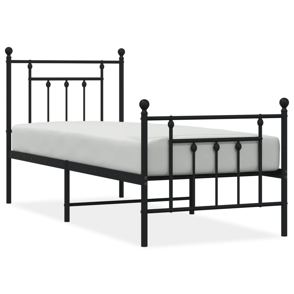 Metalni okvir kreveta uzglavlje i podnožje crni 75x190 cm