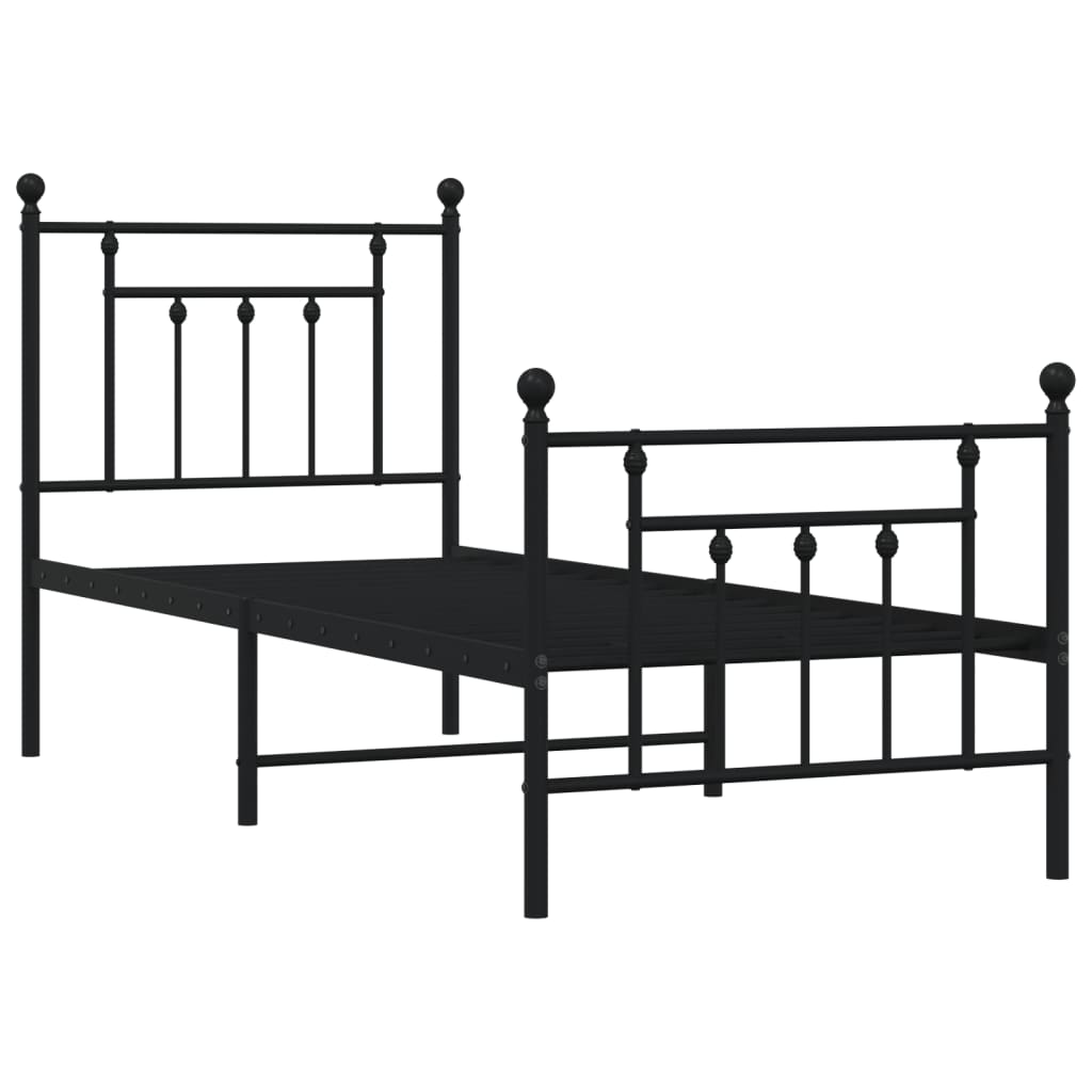 Metalni okvir kreveta uzglavlje i podnožje crni 75x190 cm