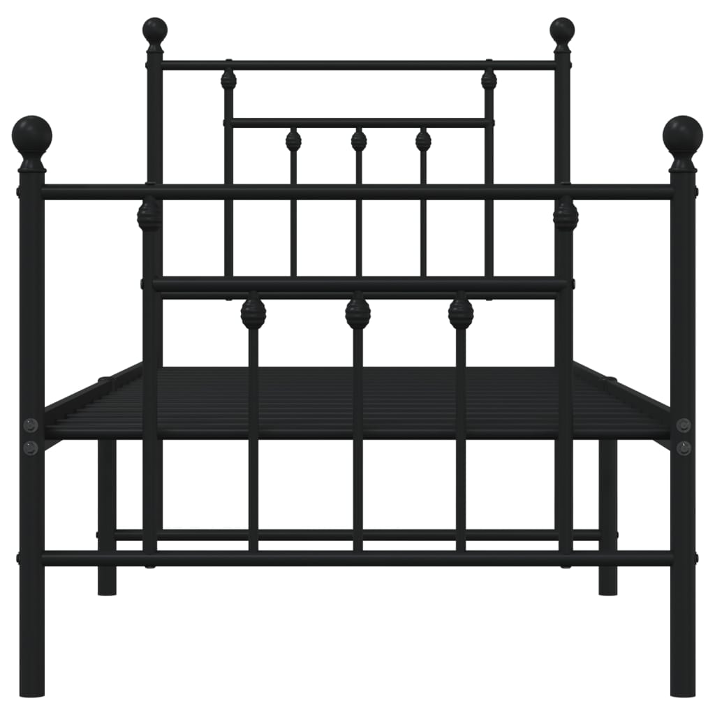 Metalni okvir kreveta uzglavlje i podnožje crni 75x190 cm