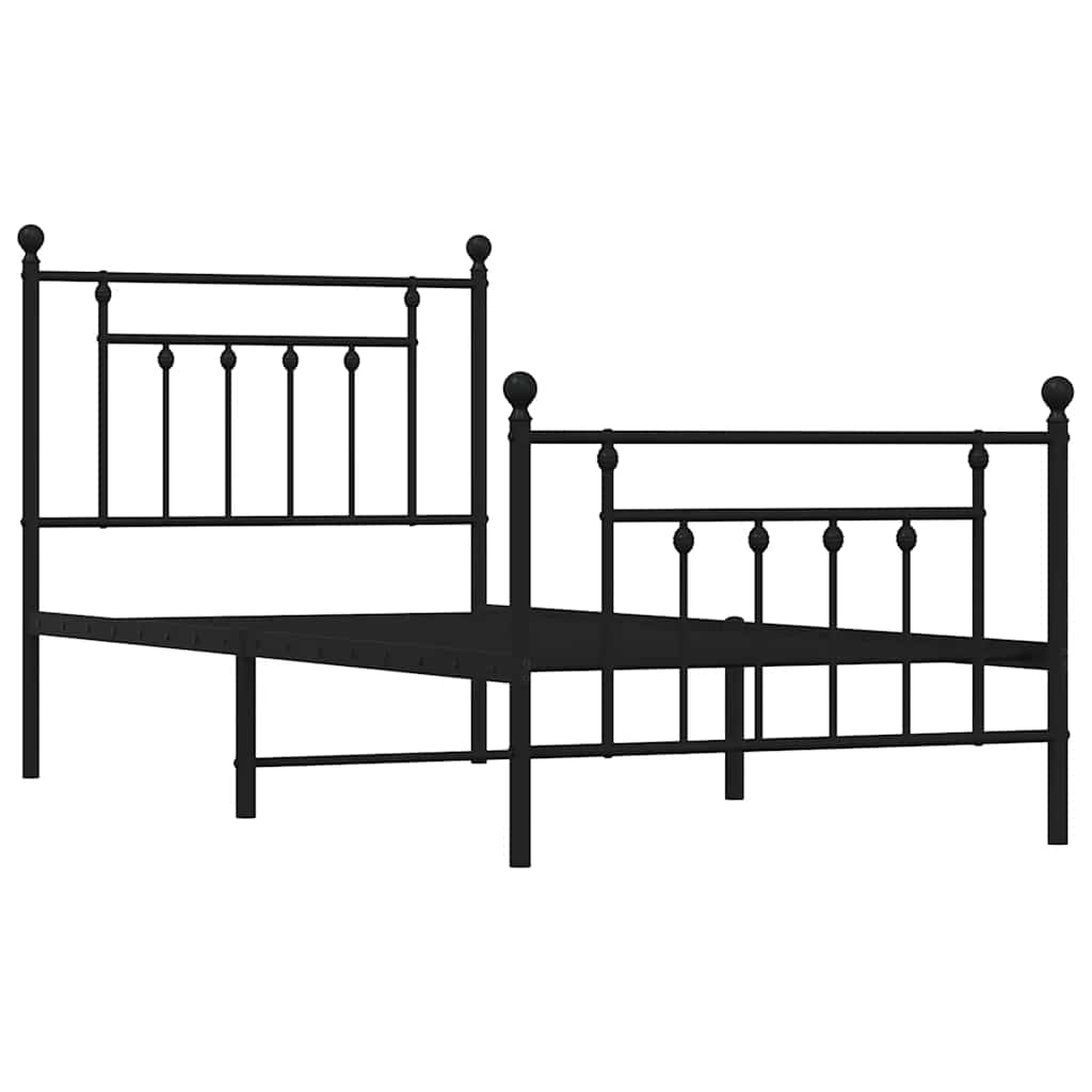 Metalni okvir kreveta uzglavlje i podnožje crni 80x200 cm