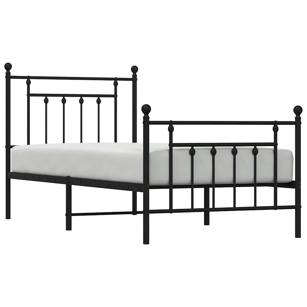 Metalni okvir kreveta uzglavlje i podnožje crni 80x200 cm
