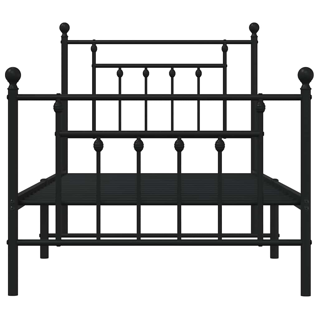 Metalni okvir kreveta uzglavlje i podnožje crni 80x200 cm
