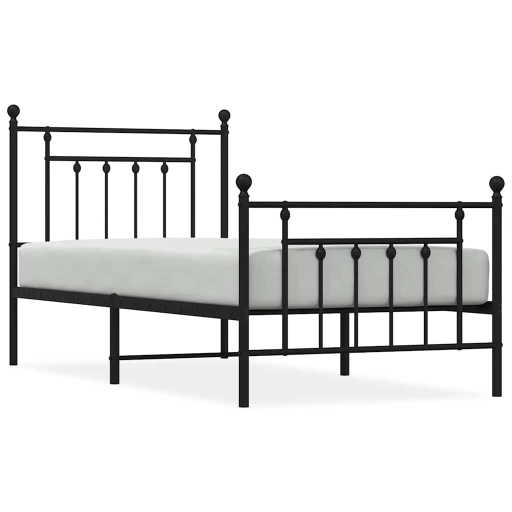 Metalni okvir kreveta uzglavlje i podnožje crni 90 x 200 cm