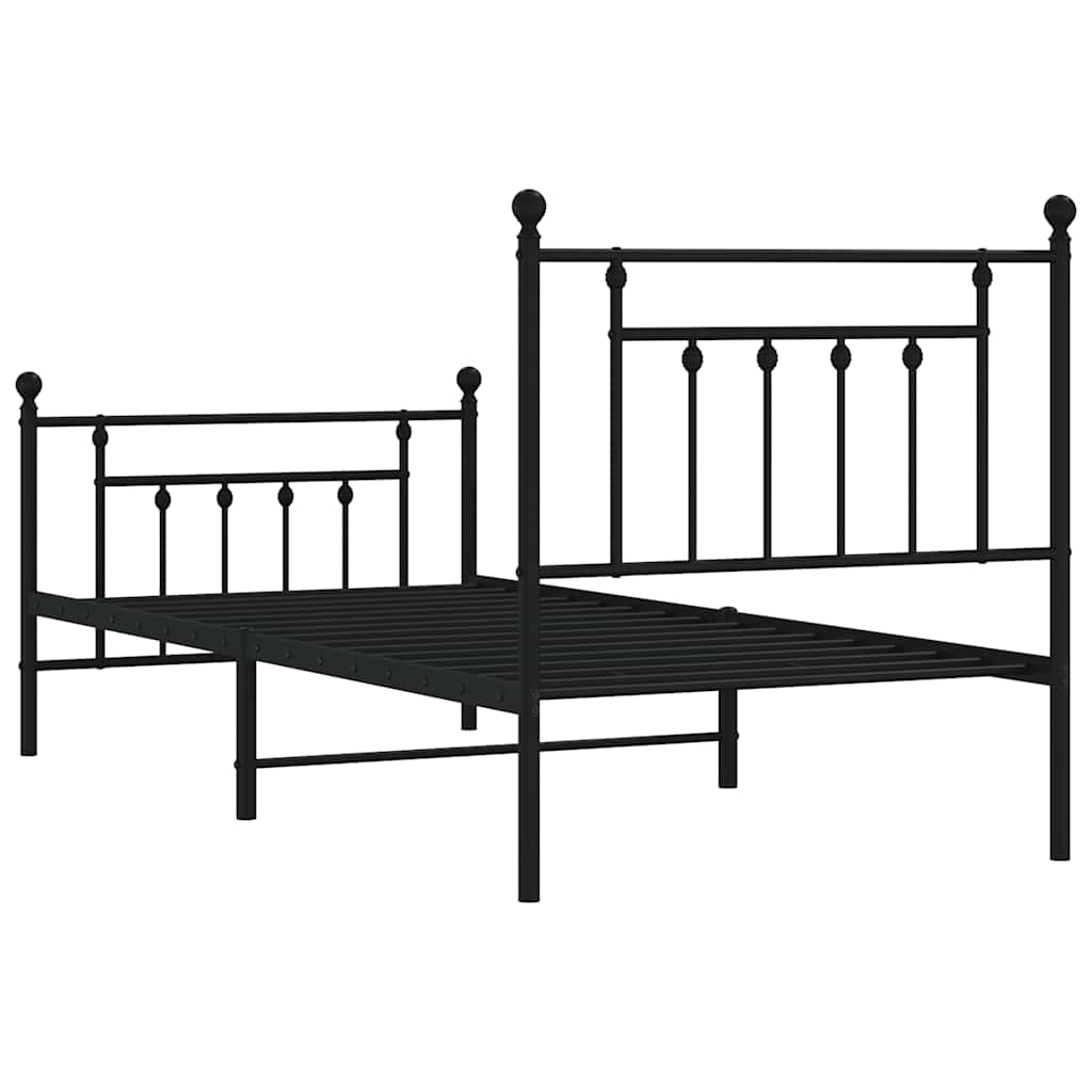 Metalni okvir kreveta uzglavlje i podnožje crni 90 x 200 cm