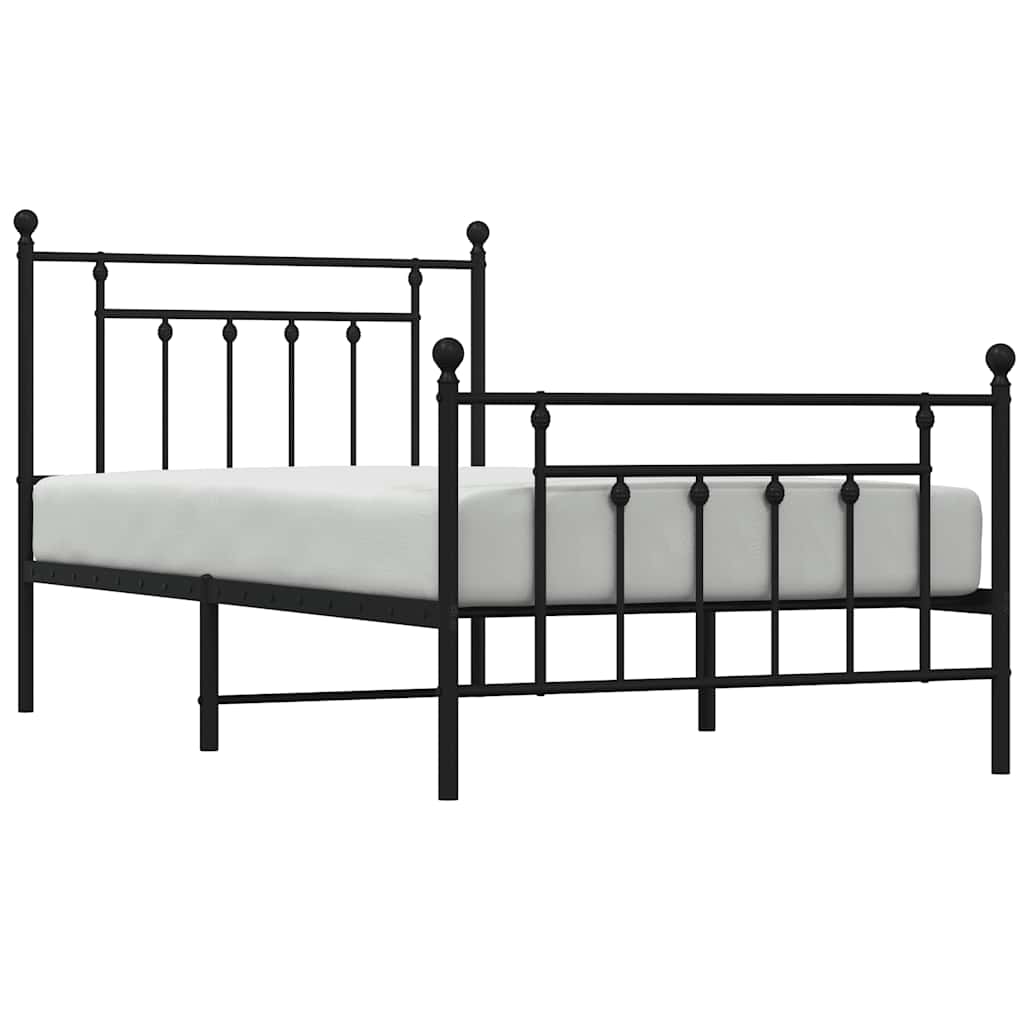 Metalni okvir kreveta uzglavlje i podnožje crni 100x190 cm