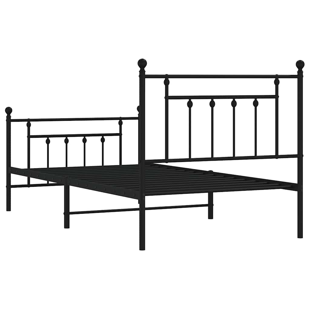 Metalni okvir kreveta uzglavlje i podnožje crni 100x190 cm