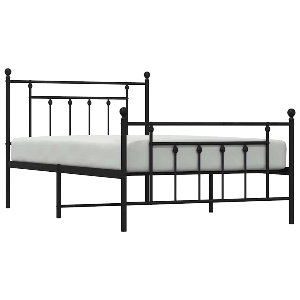 Metalni okvir kreveta uzglavlje i podnožje crni 100x200 cm