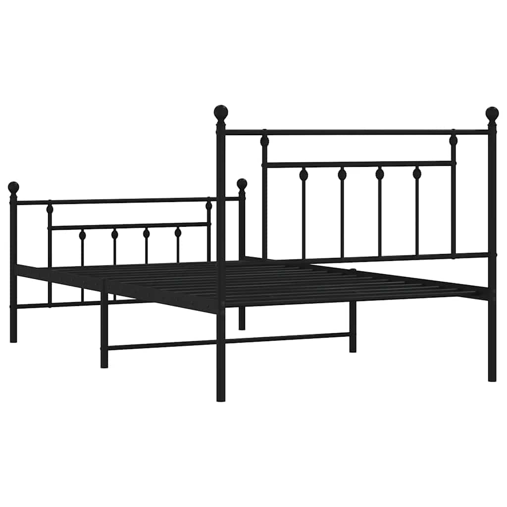 Metalni okvir kreveta uzglavlje i podnožje crni 100x200 cm