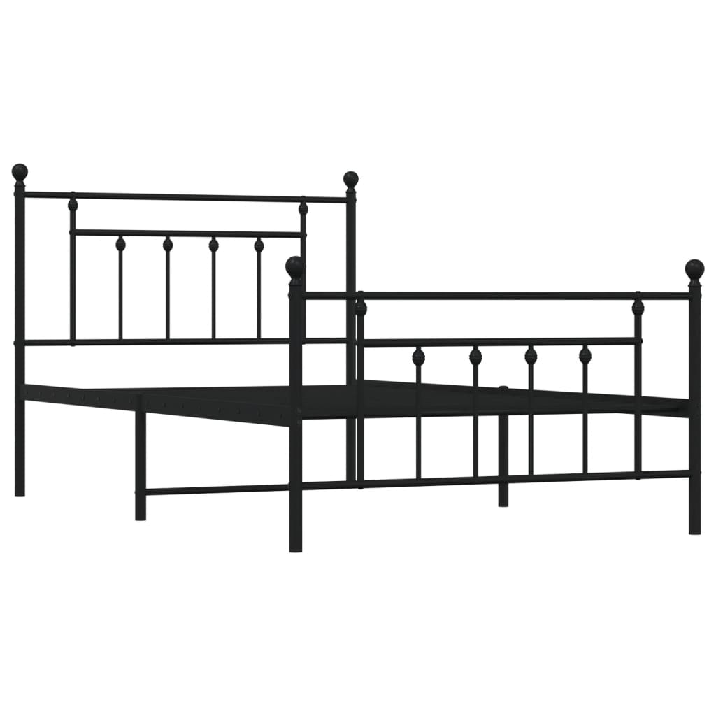 Metalni okvir kreveta uzglavlje i podnožje crni 107x203 cm