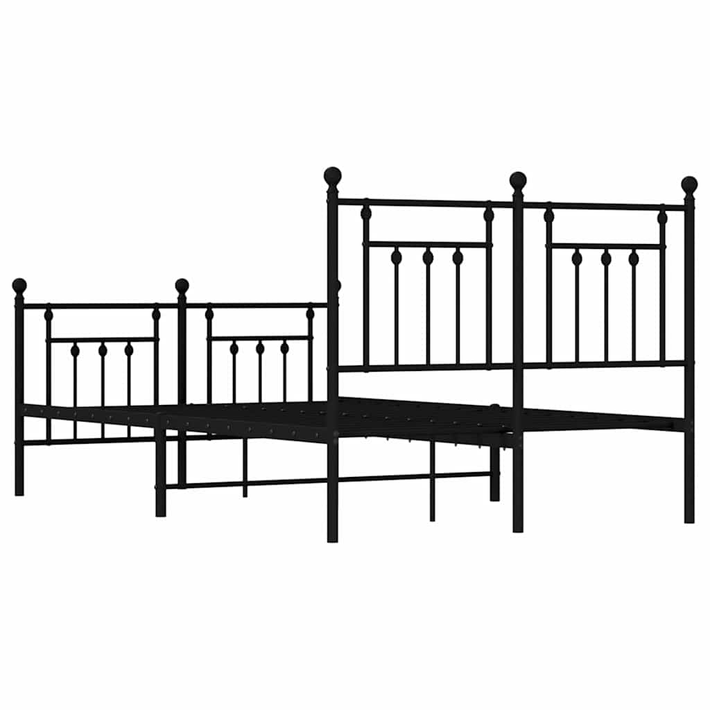 Metalni okvir kreveta uzglavlje i podnožje crni 120x190 cm