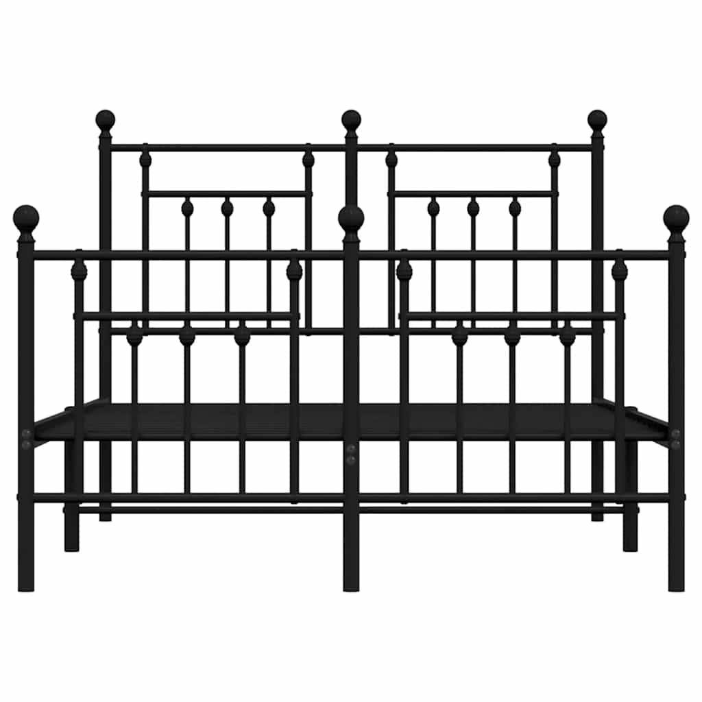 Metalni okvir kreveta uzglavlje i podnožje crni 120x200 cm