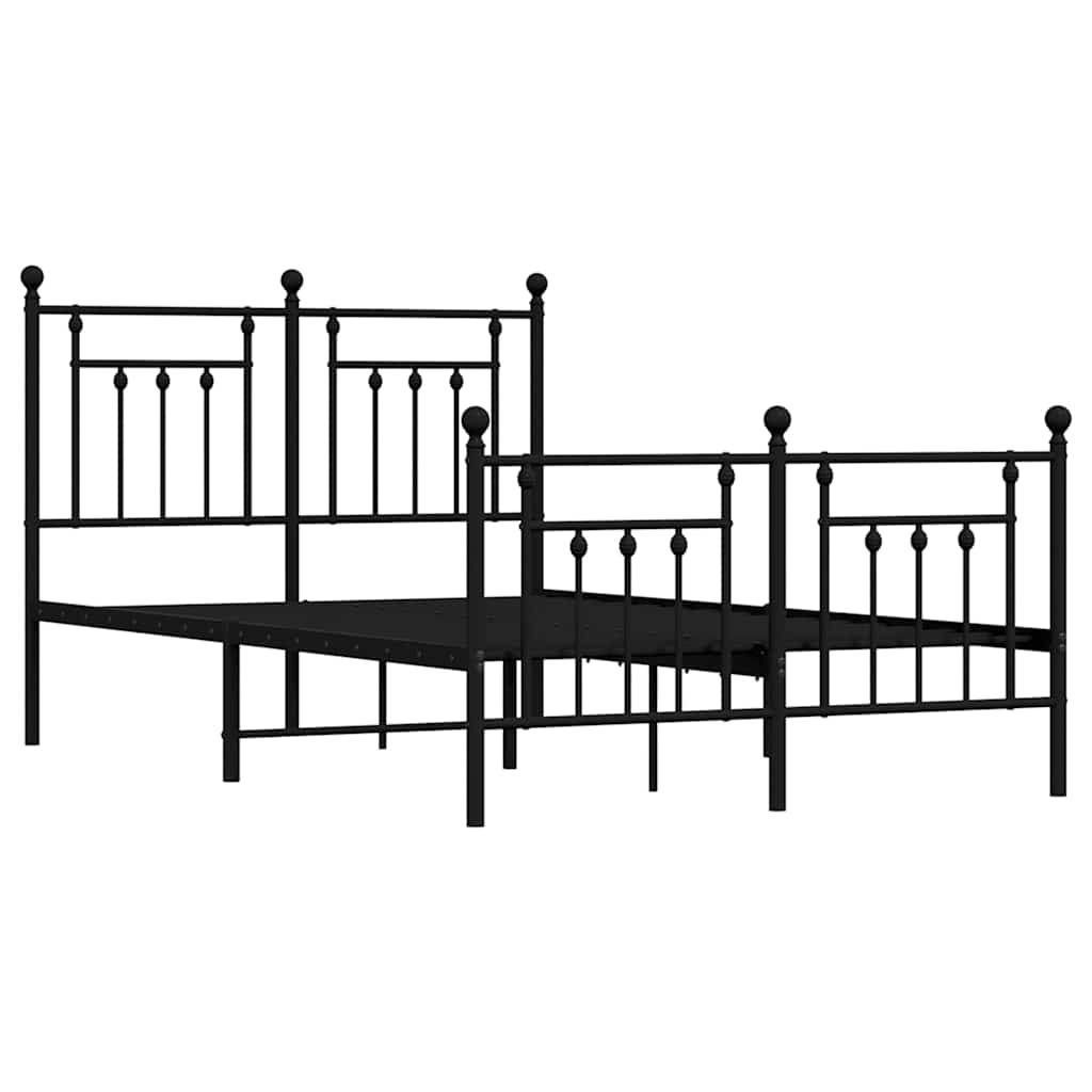 Metalni okvir kreveta uzglavlje i podnožje crni 135x190 cm