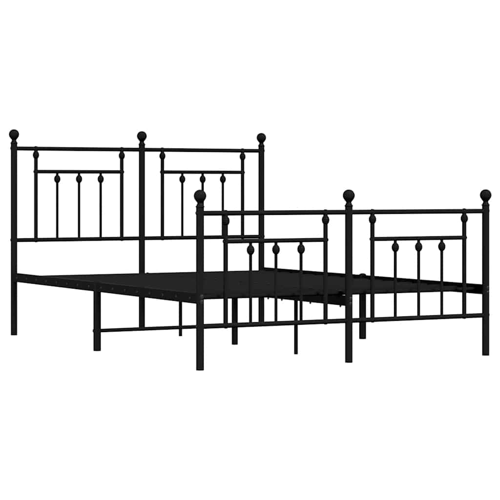 Metalni okvir kreveta uzglavlje i podnožje crni 140x190 cm
