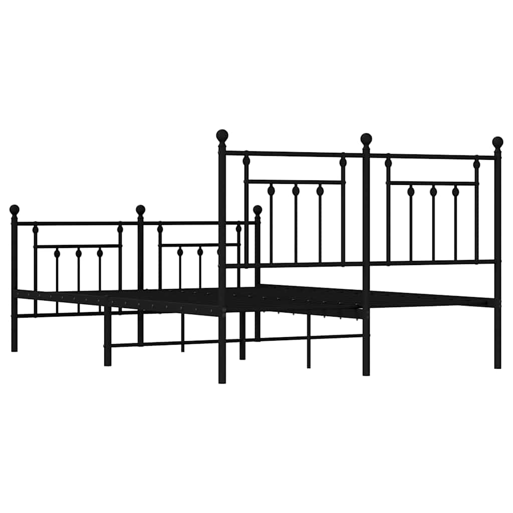 Metalni okvir kreveta uzglavlje i podnožje crni 140x190 cm