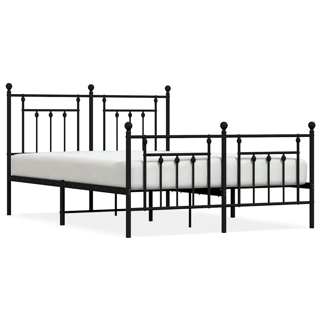Metalni okvir kreveta uzglavlje i podnožje crni 150x200 cm