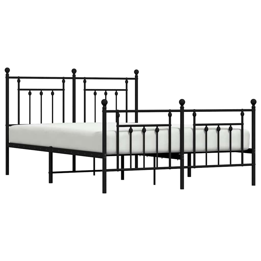 Metalni okvir kreveta uzglavlje i podnožje crni 150x200 cm