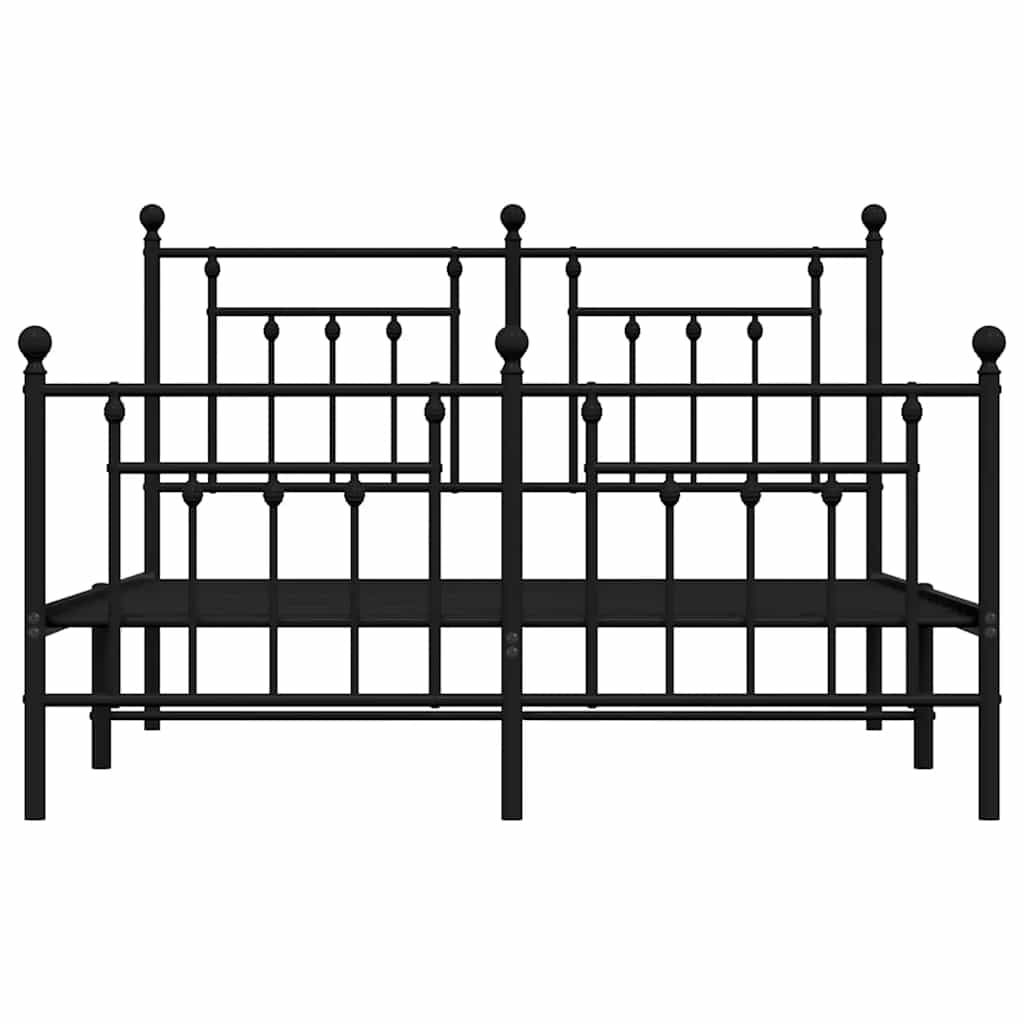 Metalni okvir kreveta uzglavlje i podnožje crni 150x200 cm