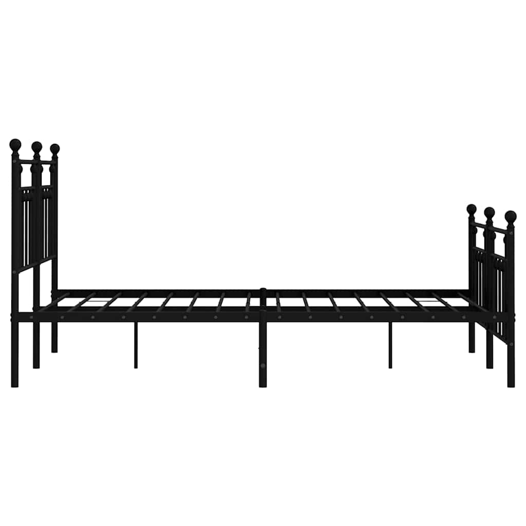Metalni okvir kreveta uzglavlje i podnožje crni 150x200 cm
