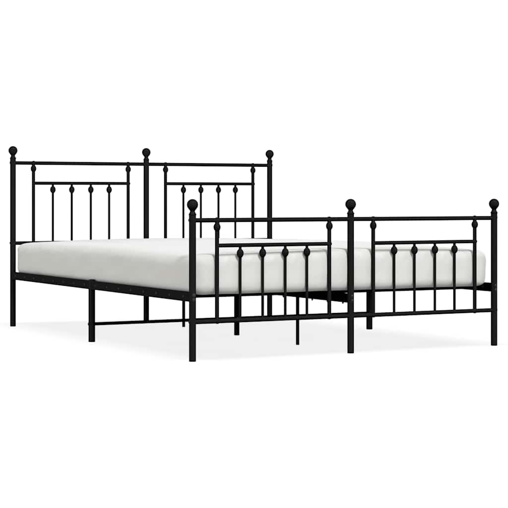 Metalni okvir kreveta uzglavlje i podnožje crni 160x200 cm