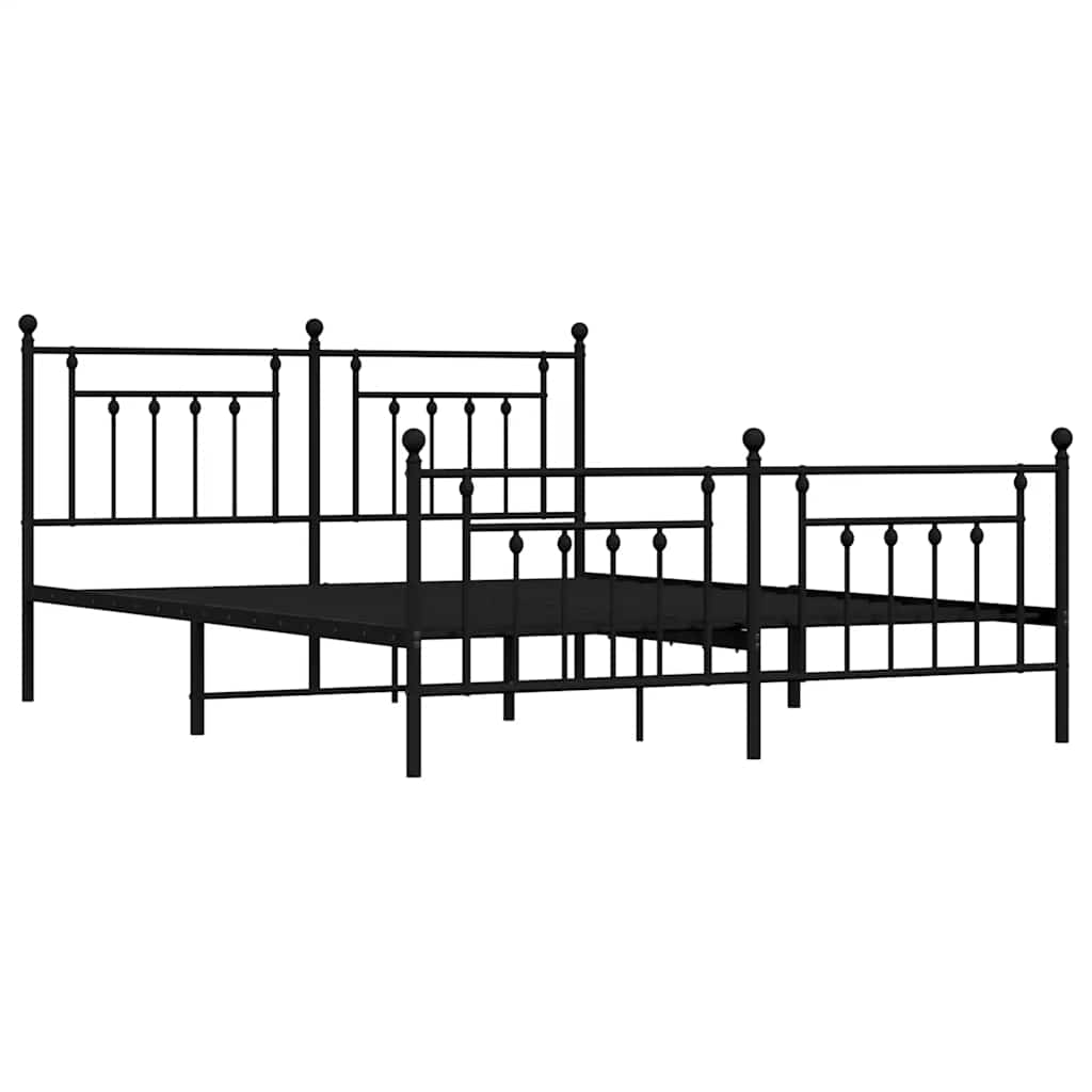Metalni okvir kreveta uzglavlje i podnožje crni 160x200 cm
