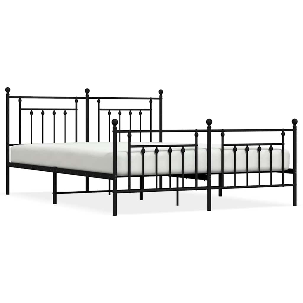 Metalni okvir kreveta uzglavlje i podnožje crni 183x213 cm