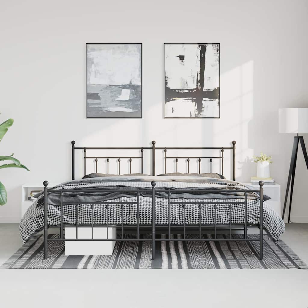 Metalni okvir kreveta uzglavlje i podnožje crni 183x213 cm