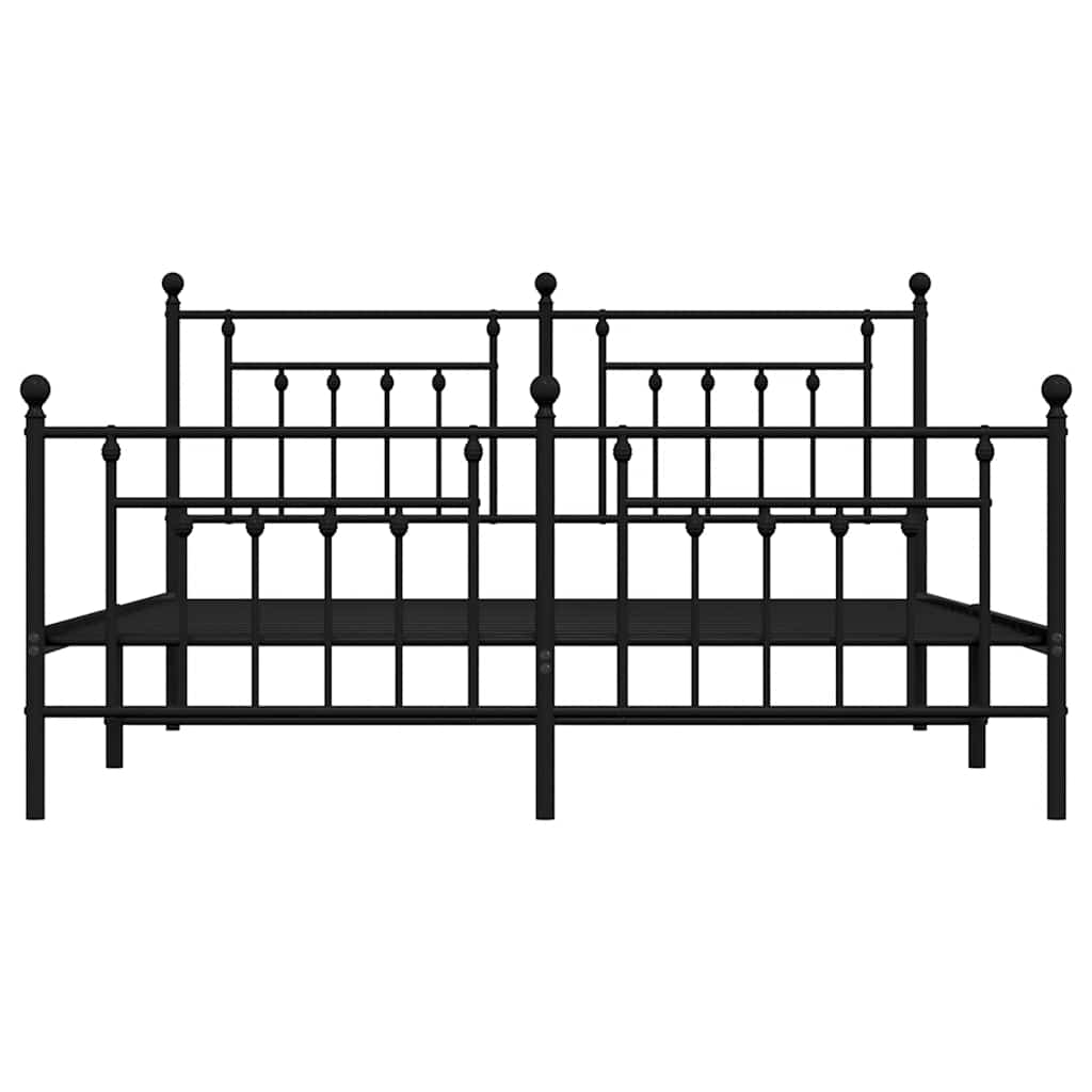 Metalni okvir kreveta uzglavlje i podnožje crni 183x213 cm
