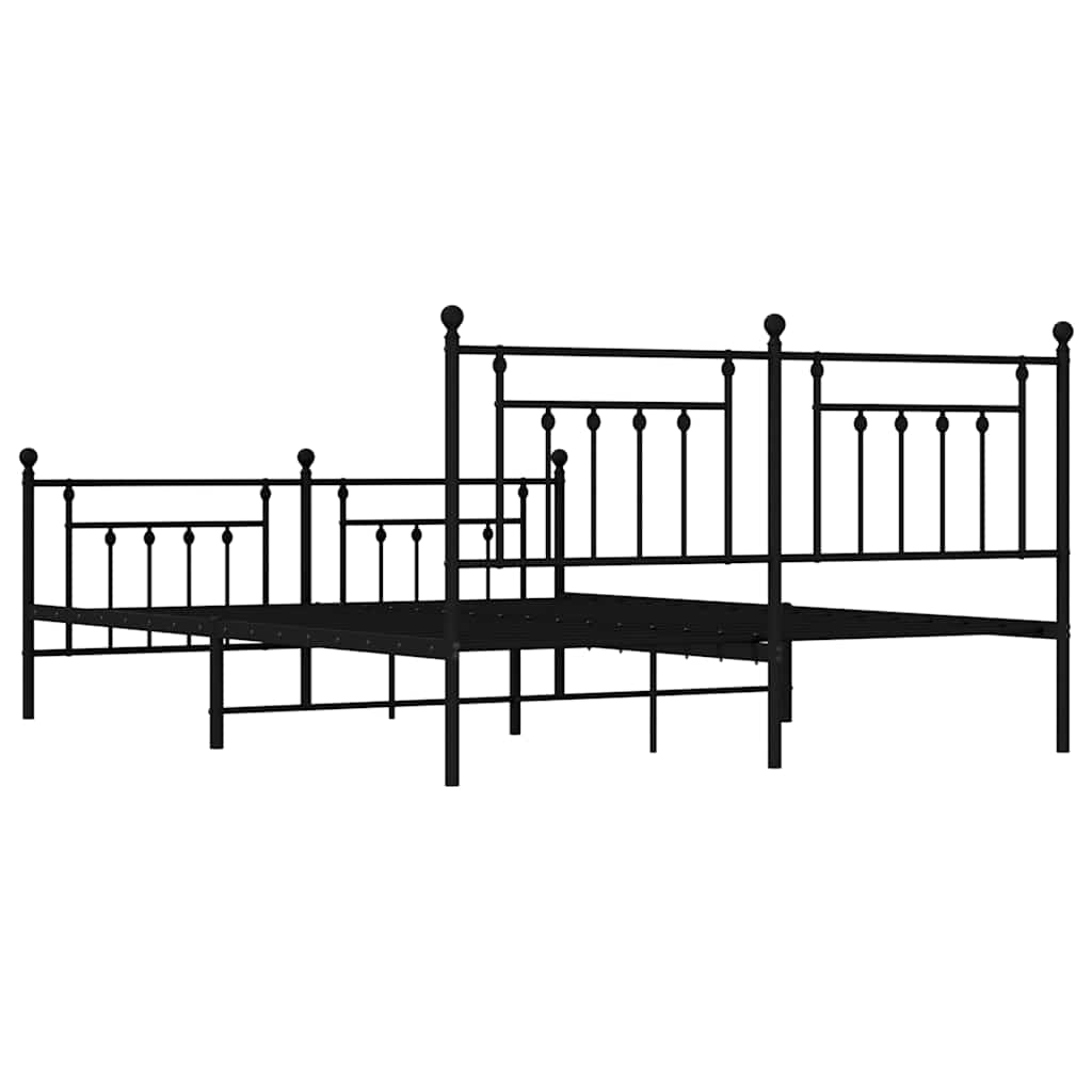 Metalni okvir kreveta uzglavlje i podnožje crni 183x213 cm