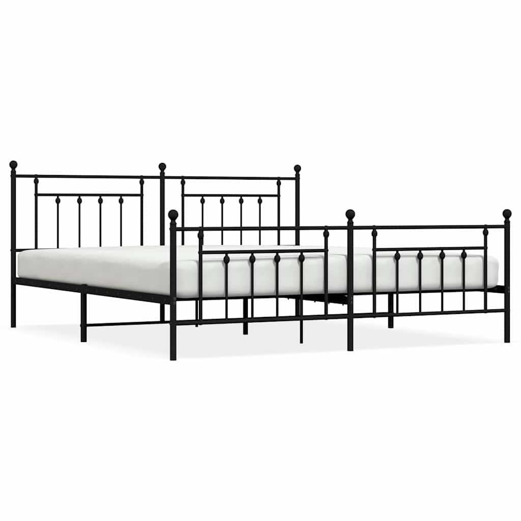 Metalni okvir kreveta uzglavlje i podnožje crni 193x203 cm