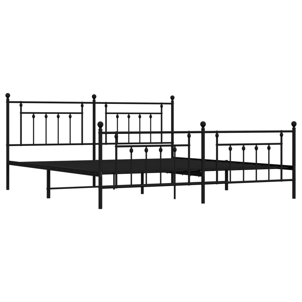 Metalni okvir kreveta uzglavlje i podnožje crni 200x200 cm