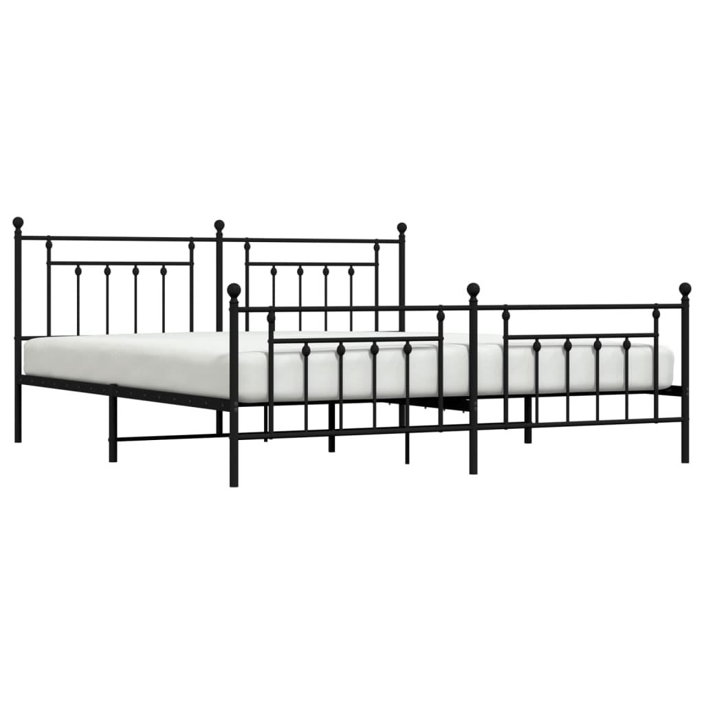 Metalni okvir kreveta uzglavlje i podnožje crni 200x200 cm