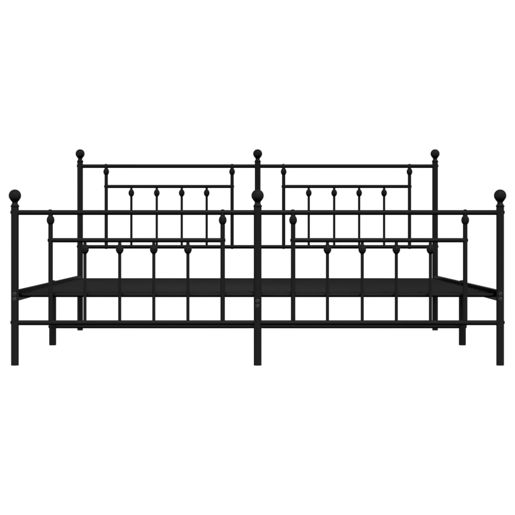 Metalni okvir kreveta uzglavlje i podnožje crni 200x200 cm