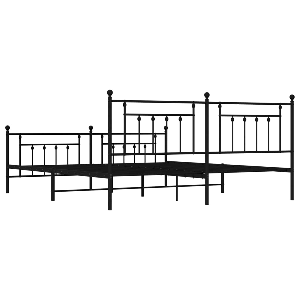 Metalni okvir kreveta uzglavlje i podnožje crni 200x200 cm
