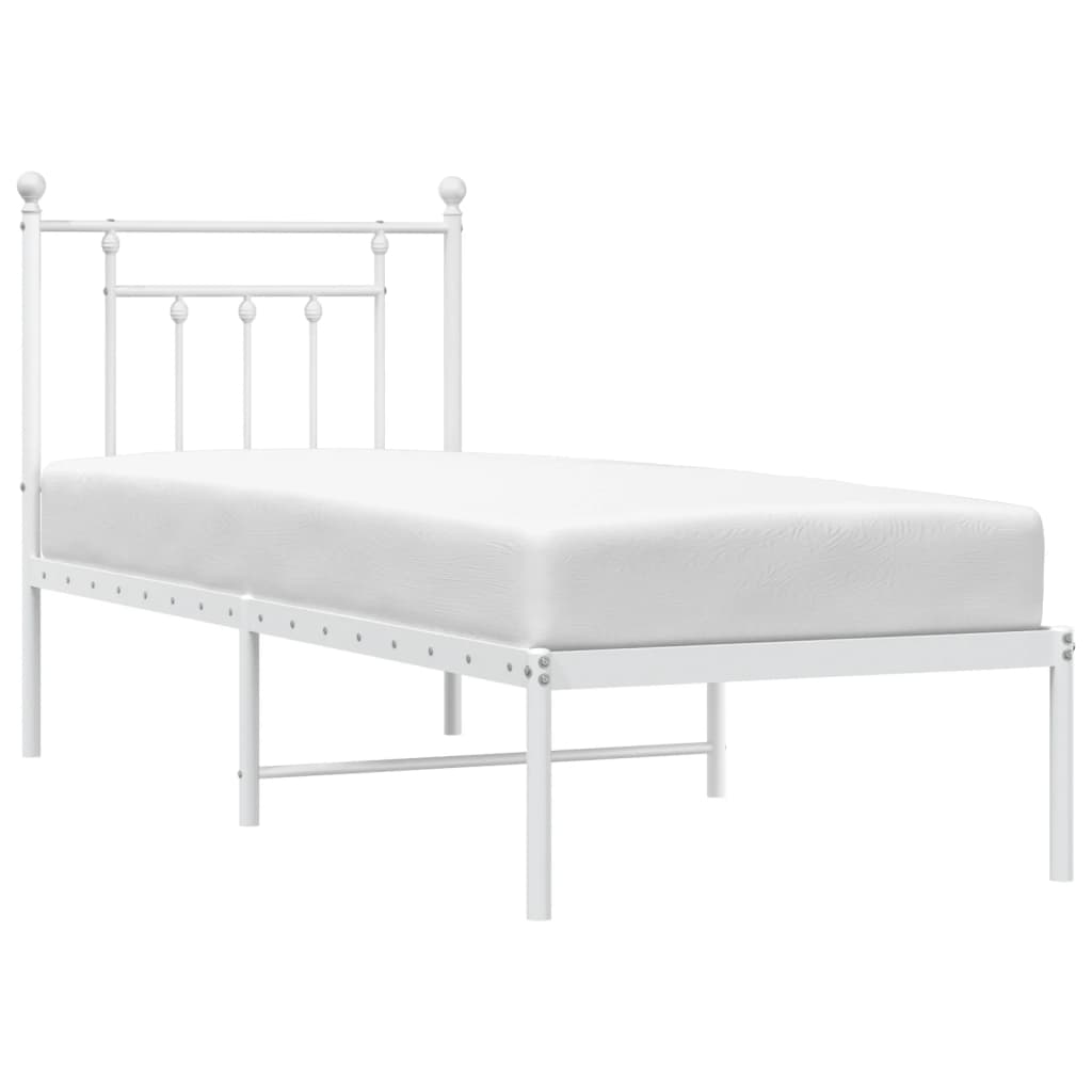 Metalni okvir krevet bez madraca s uzglavljem bijeli 75x190 cm