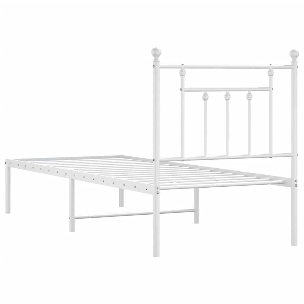 Metalni okvir krevet bez madraca s uzglavljem bijeli 75x190 cm