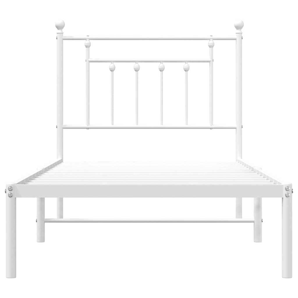 Metalni okvir za krevet s uzglavljem bijeli 90 x 190 cm