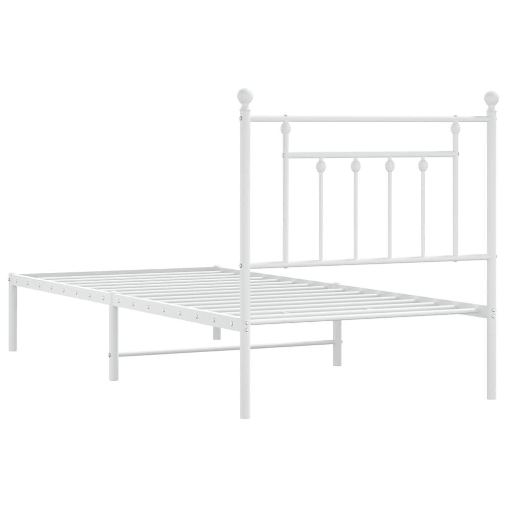 Metalni okvir za krevet s uzglavljem bijeli 90 x 190 cm